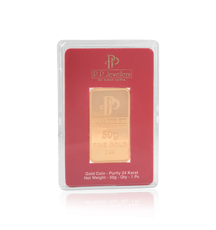 TRENDING. Gold Bar Of 50 Grams in 24 Karat 999 Purity / (P.P JEWELLERS BY PAWAN GUPTA)